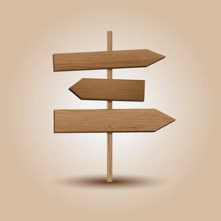 A realistic illustration of wooden signboard direction.のイラスト素材