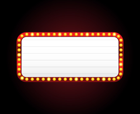 Rectangle vector theater sign frame with lightsのイラスト素材