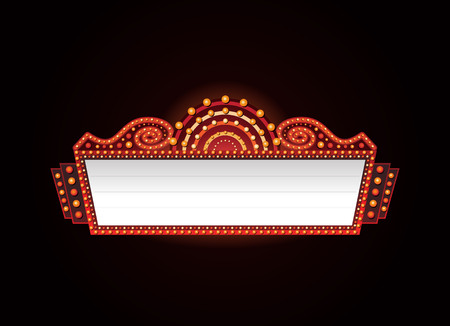 Brightly vintage glowing retro cinema neon signのイラスト素材