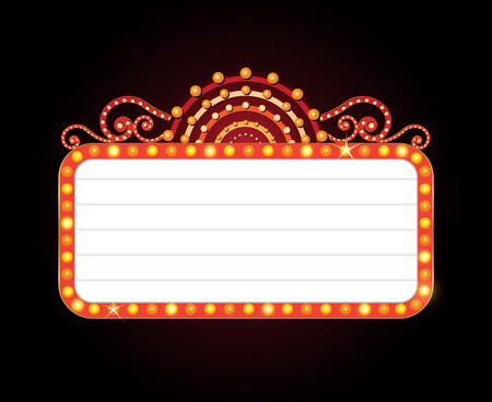 Brightly vintage glowing retro cinema neon signのイラスト素材