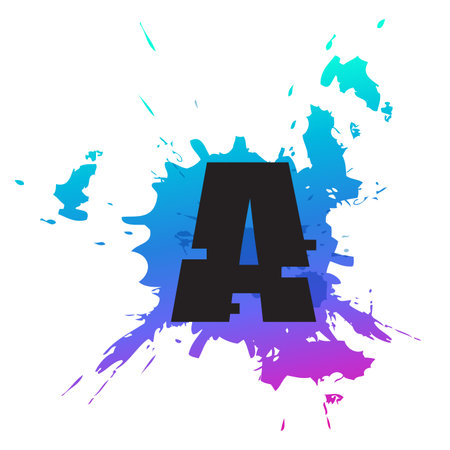 Paint splat colors trendy abstract letter isolated on whiteのイラスト素材