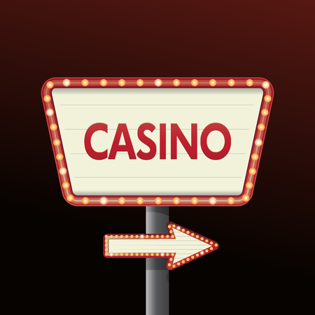 Golden casino banner sign with background cityのイラスト素材