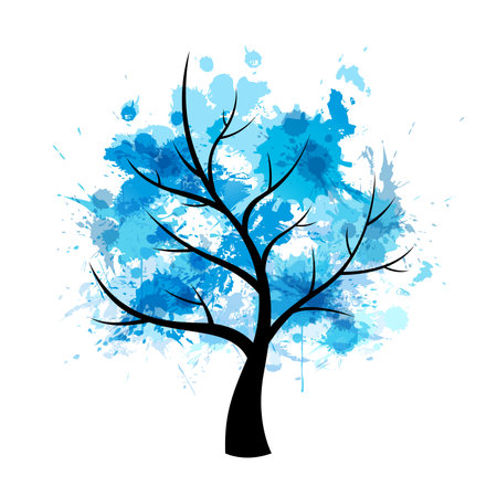 Colorful paint splat tree designのイラスト素材