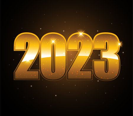 Happy new year 2023 bright stars golden effectのイラスト素材