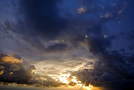 cloudscape of an storm at sunset