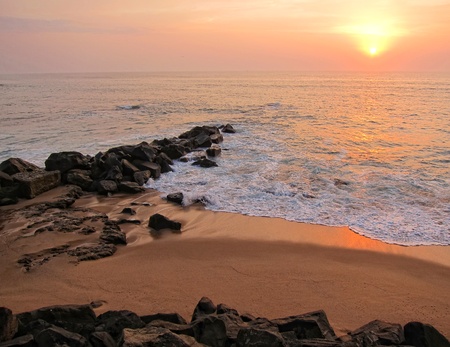 portuguese atlantic coast in winterの写真素材