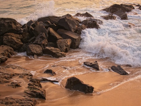 portuguese atlantic coast in winterの写真素材
