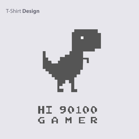 Pixelated cartoon dinosaur saying rawr - isolated vector illustration - Vector - Vectorのイラスト素材