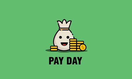 Pay Day poster with Bag of Money and Gold Coins - Vectorのイラスト素材