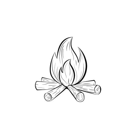 Bonfire Camp fire flame vintage retro logo designのイラスト素材