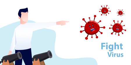 Corona virus -COVID-19 Banner Word with Icons ,Vector illustration.のイラスト素材