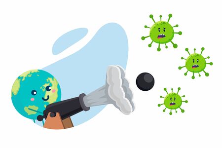 Earth fight virus concept. corona viruses vaccine concept. end of 2019-ncov. don't be afraid of the corona virus concept.のイラスト素材