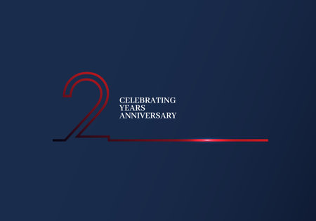 2 Years Anniversary Logotype With Black Red Colored Font Numbers Made Of One Connected Line Isolated On Blue Background For Company Celebration Event Birthdayのイラスト素材 ストックフォト 写真素材のstock Foto ストックドットフォト