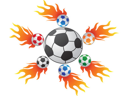 the background of soccer in fireのイラスト素材