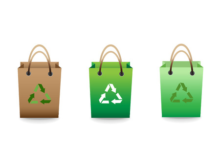 Green sale shopping bags with recycle signのイラスト素材