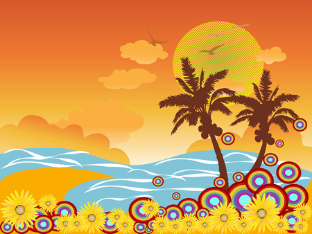 beautiful palm tree beach for designのイラスト素材