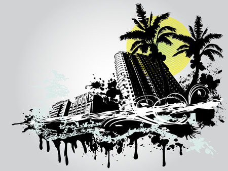 the background of Summer Palm City のイラスト素材
