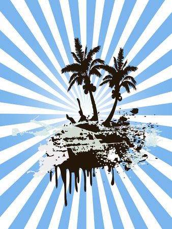 sunny palm tree island means summer comingのイラスト素材