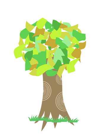 collage tree drew on the white backgroundのイラスト素材