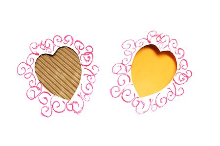 two cut hearts shape for valentine's day の写真素材
