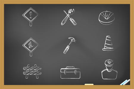 Construction icons drew on blackboard for designのイラスト素材