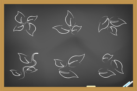 leaf icons drew on blackboard for designのイラスト素材
