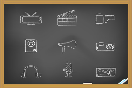  media icons drew on blackboard for designのイラスト素材