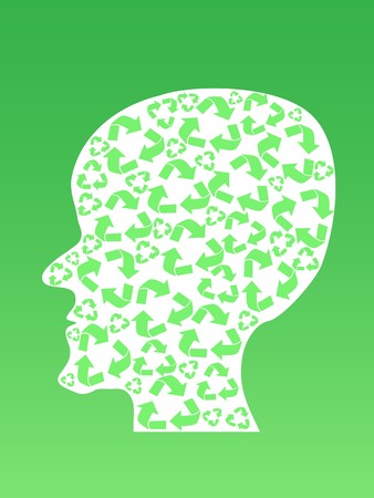 lHuman head filled with recycling sign のイラスト素材