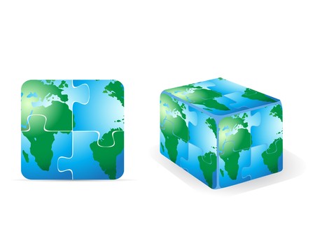 the background of square puzzle earthのイラスト素材