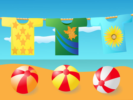 the background of T-shirt at the beachのイラスト素材