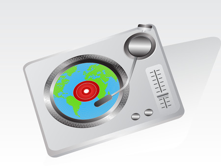 one earth record put on the record playerのイラスト素材