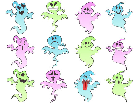 some cute ghosts face for designのイラスト素材