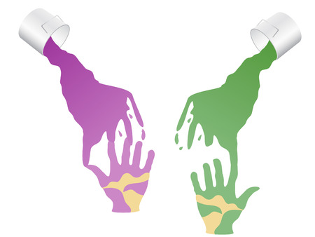 the concept of oil painting over handsのイラスト素材