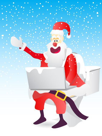 online santa sit on the toilet for Xmas comingのイラスト素材