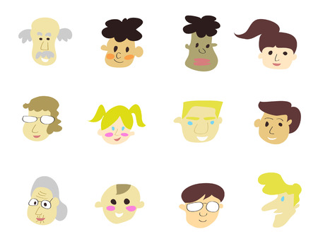 doodle cartoon people icons for designのイラスト素材