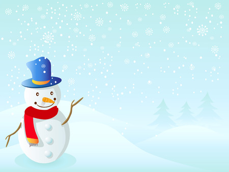 snowman stood on the snow for Xmas comingのイラスト素材