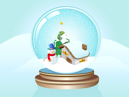 a snow globe on the snow landのイラスト素材