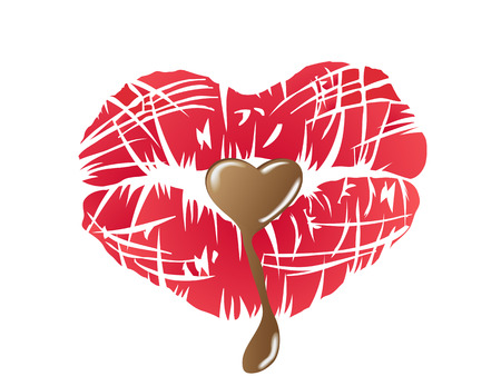 kissing lips with chocolate for Valentine's Dayのイラスト素材