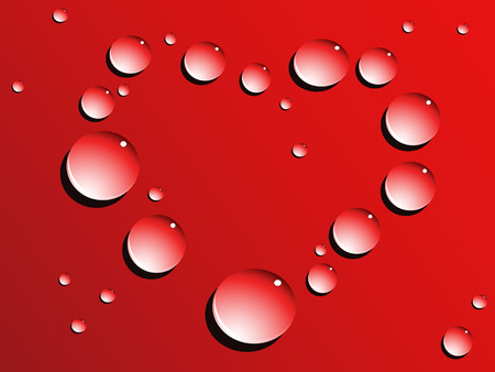 drops formed as the heart shape on red background のイラスト素材