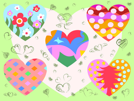 different style of Hearts for Valentine's Dayのイラスト素材