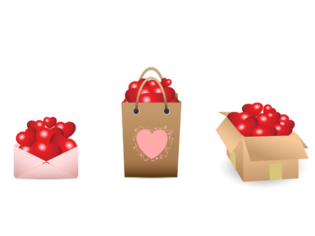 3 containers full of love heartsのイラスト素材