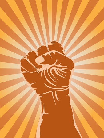the symbol of powerful fist on sunray backgroundのイラスト素材