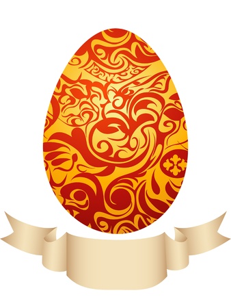 golden pattern egg with banner for easter dayのイラスト素材