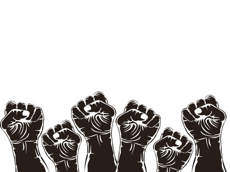 fists with copy space above on white backgroundのイラスト素材