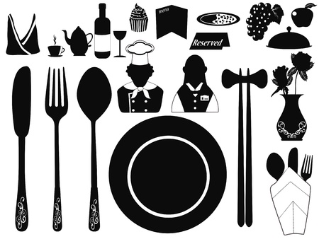 several set of restaurant objects for designのイラスト素材