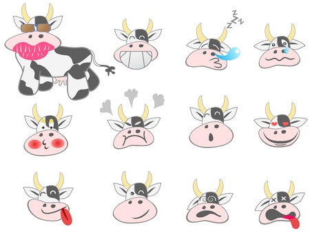 different funny cow face for web designのイラスト素材