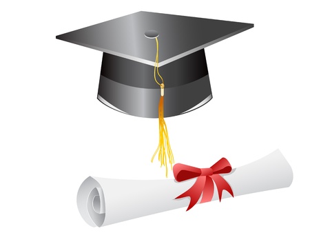 graduation cap diploma isolated on a white background のイラスト素材