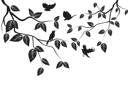 birds flying in the treeのイラスト素材