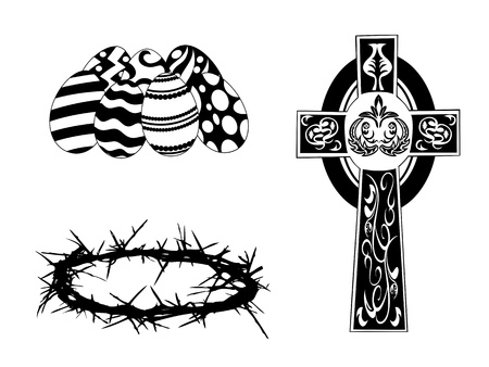 black silhouette items for easter dayのイラスト素材