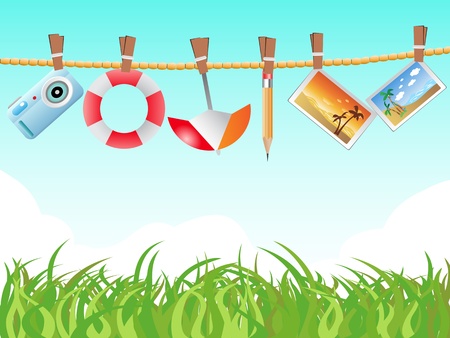 some icons hanging on the ropeのイラスト素材